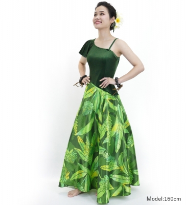 Hula One Shoulder Dress with Velvet & Ginger / Luxury Collection / Green / J2690gr