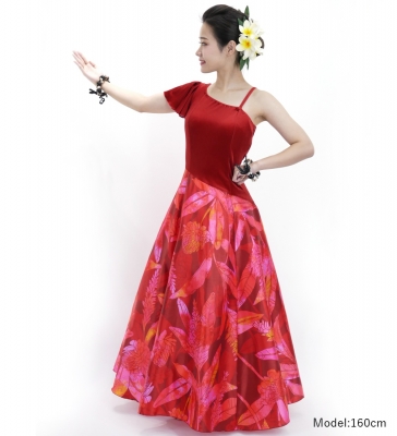 Hula One Shoulder Dress with Velvet & Ginger / Luxury Collection / Red / J2690rd