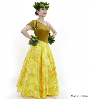 Hula One Shoulder Dress with Velvet & Ginger / Luxury Collection / Yellow / J2690ye