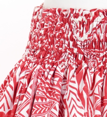 Hula Pa'u Skirt with Monstera Kahiko Print / Red / G2691