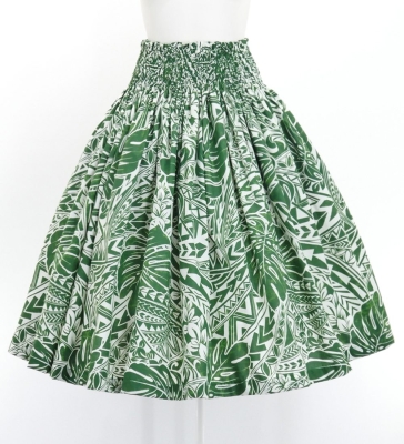 Hula Pa'u Skirt with Monstera Kahiko Print / Green / G2693
