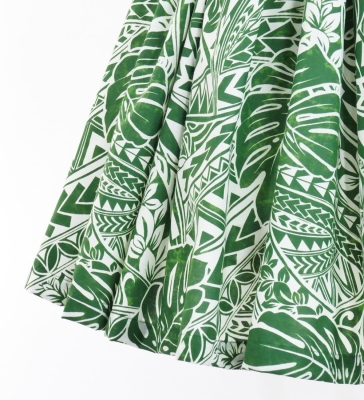 Hula Pa'u Skirt with Monstera Kahiko Print / Green / G2693