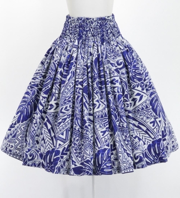 Hula Pa'u Skirt with Monstera Kahiko Print / Navy / G2695