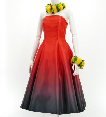 Hula Midi Gradation Dress/ Luxury Collection / Red & Black / J2709rdbk