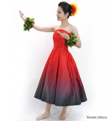 Hula Midi Gradation Dress/ Luxury Collection / Red & Black / J2709rdbk
