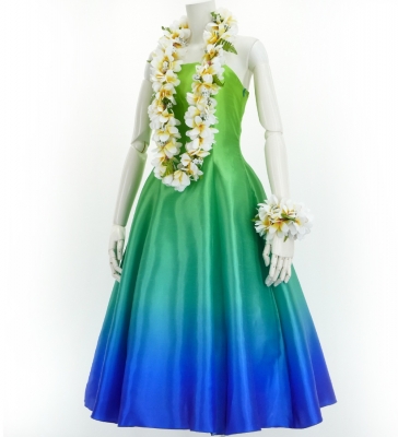 Hula Midi Gradation Dress/ Luxury Collection / Yellow Green & Blue / J2709yegrbl