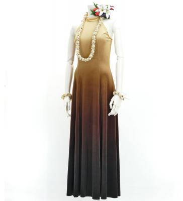 Hula Long Gradation Dress with Velvet / Luxury Collection / Beige & Brown /J2711bebr