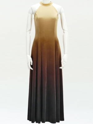Hula Long Gradation Dress with Velvet / Luxury Collection / Beige & Brown /J2711bebr