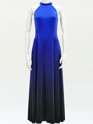 Hula Long Gradation Dress with Velvet / Luxury Collection / Blue & Black / J2711blbk