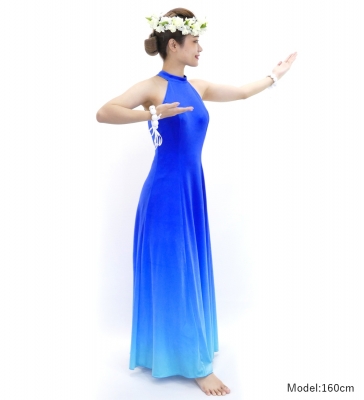 Hula Long Gradation Dress with Velvet / Luxury Collection / Blue & Light Blue / J2711blbl