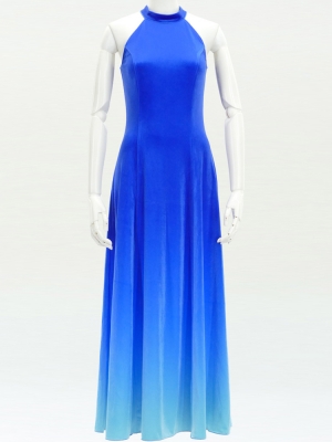 Hula Long Gradation Dress with Velvet / Luxury Collection / Blue & Light Blue / J2711blbl