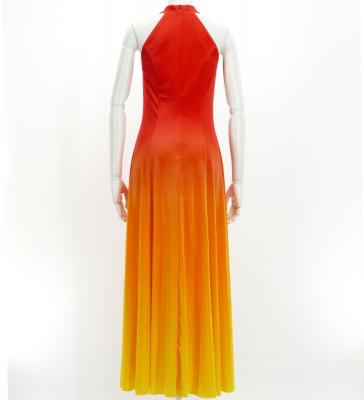 Hula Long Gradation Dress with Velvet / Luxury Collection / Dark Orange & Yellow / J2711dorye