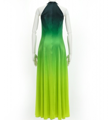 Hula Long Gradation Dress with Velvet / Luxury Collection / Green & Yellow / J2711grye