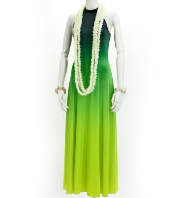 Hula Long Gradation Dress with Velvet / Luxury Collection / Green & Yellow / J2711grye