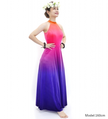 Hula Long Gradation Dress with Velvet / Luxury Collection / Orange & Purple / J2711orpu
