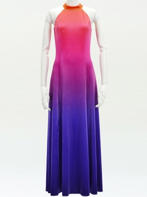 Hula Long Gradation Dress with Velvet / Luxury Collection / Orange & Purple / J2711orpu