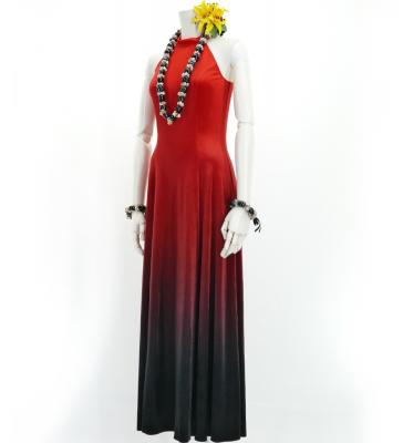 Hula Long Gradation Dress with Velvet / Luxury Collection / Red & Black / J2711rdbk