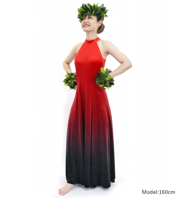 Hula Long Gradation Dress with Velvet / Luxury Collection / Red & Black / J2711rdbk