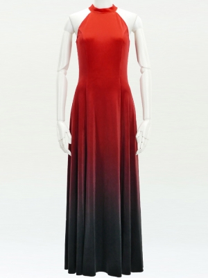 Hula Long Gradation Dress with Velvet / Luxury Collection / Red & Black / J2711rdbk