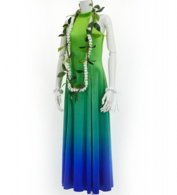 Hula Long Gradation Dress with Velvet / Luxury Collection / Yellow Green & Blue / J2711yegrbl