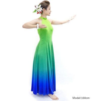 Hula Long Gradation Dress with Velvet / Luxury Collection / Yellow Green & Blue / J2711yegrbl