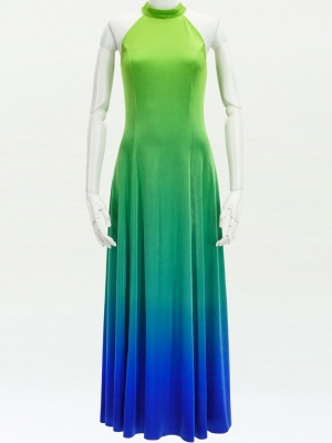 Hula Long Gradation Dress with Velvet / Luxury Collection / Yellow Green & Blue / J2711yegrbl