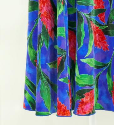 Hula Long Red Ginger Dress with Velvet / Luxury Collection / Blue / J2713bl