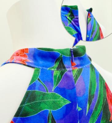 Hula Long Red Ginger Dress with Velvet / Luxury Collection / Blue / J2713bl