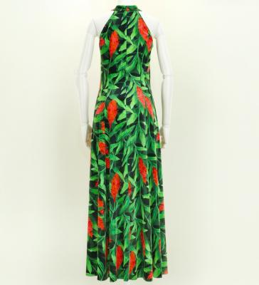 Hula Long Red Ginger Dress with Velvet / Luxury Collection / Green / J2713gr
