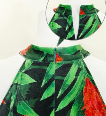 Hula Long Red Ginger Dress with Velvet / Luxury Collection / Green / J2713gr