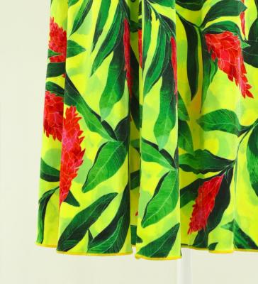 Hula Long Red Ginger Dress with Velvet / Luxury Collection / Green Yellow / J2713grye