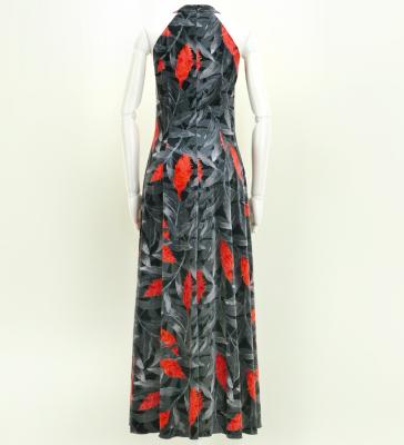 Hula Long Red Ginger Dress with Velvet / Luxury Collection / Gray / J2713gy