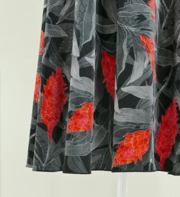 Hula Long Red Ginger Dress with Velvet / Luxury Collection / Gray / J2713gy