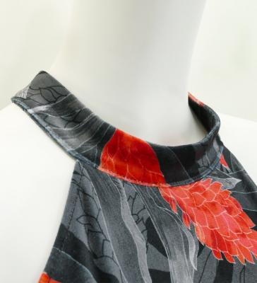 Hula Long Red Ginger Dress with Velvet / Luxury Collection / Gray / J2713gy