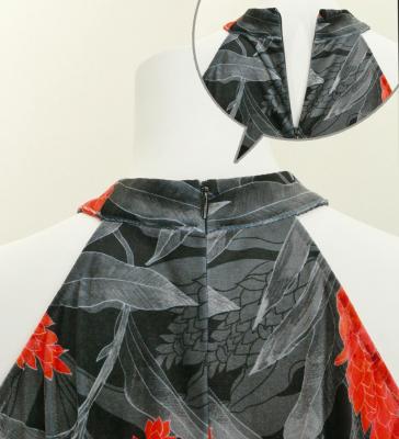 Hula Long Red Ginger Dress with Velvet / Luxury Collection / Gray / J2713gy