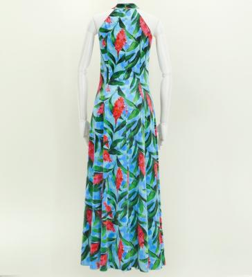 Hula Long Red Ginger Dress with Velvet / Luxury Collection / Light Blue / J2713lbl