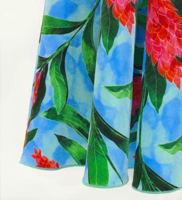 Hula Long Red Ginger Dress with Velvet / Luxury Collection / Light Blue / J2713lbl