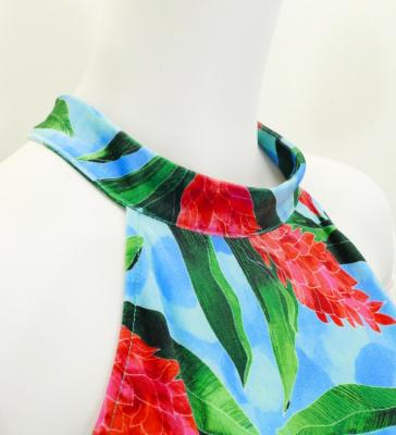 Hula Long Red Ginger Dress with Velvet / Luxury Collection / Light Blue / J2713lbl