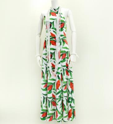 Hula Long Red Ginger Dress with Velvet / Luxury Collection / White / J2713wh