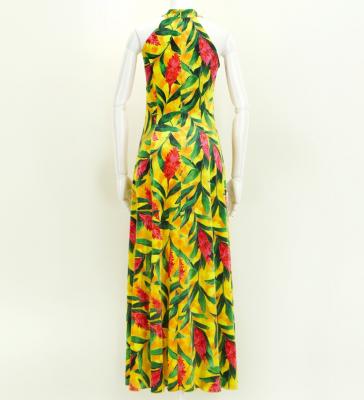 Hula Long Red Ginger Dress with Velvet / Luxury Collection / Yellow / J2713ye