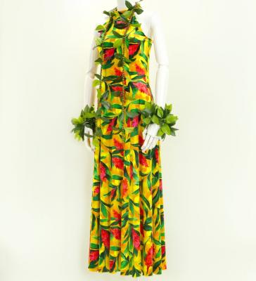 Hula Long Red Ginger Dress with Velvet / Luxury Collection / Yellow / J2713ye