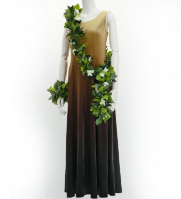 Hula Long Dress with Velvet / Luxury Collection / Beige & Brown / J2714bebr