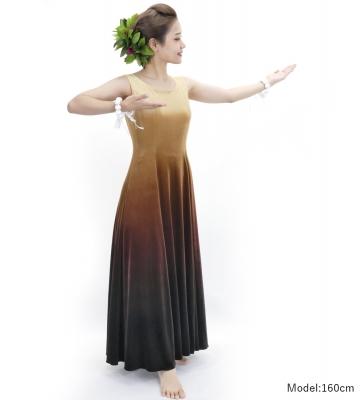 Hula Long Dress with Velvet / Luxury Collection / Beige & Brown / J2714bebr