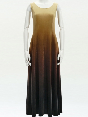 Hula Long Dress with Velvet / Luxury Collection / Beige & Brown / J2714bebr