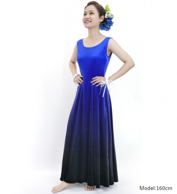 Hula Long Dress with Velvet / Luxury Collection / Blue & Black / J2714blbk