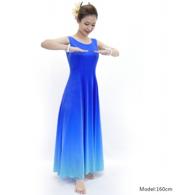 Hula Long Dress with Velvet / Luxury Collection / Blue & Light Blue / J2714blbl