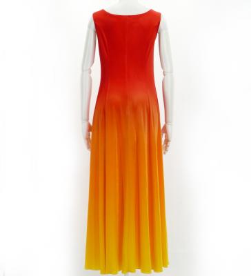 Hula Long Dress with Velvet / Luxury Collection / Dark Orange & Yellow / J2714dorye