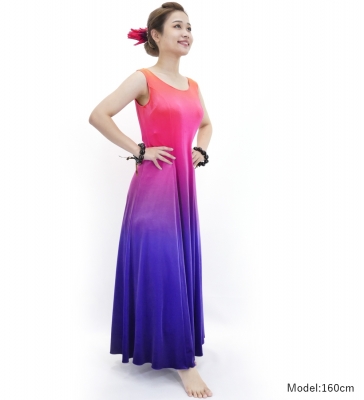 Hula Long Dress with Velvet / Luxury Collection / Orange & Purple / J2714orpu