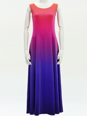 Hula Long Dress with Velvet / Luxury Collection / Orange & Purple / J2714orpu