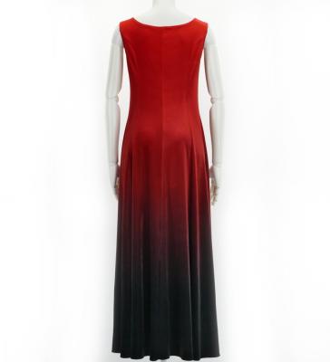 Hula Long Dress with Velvet / Luxury Collection / Red & Black / J2714rdbk